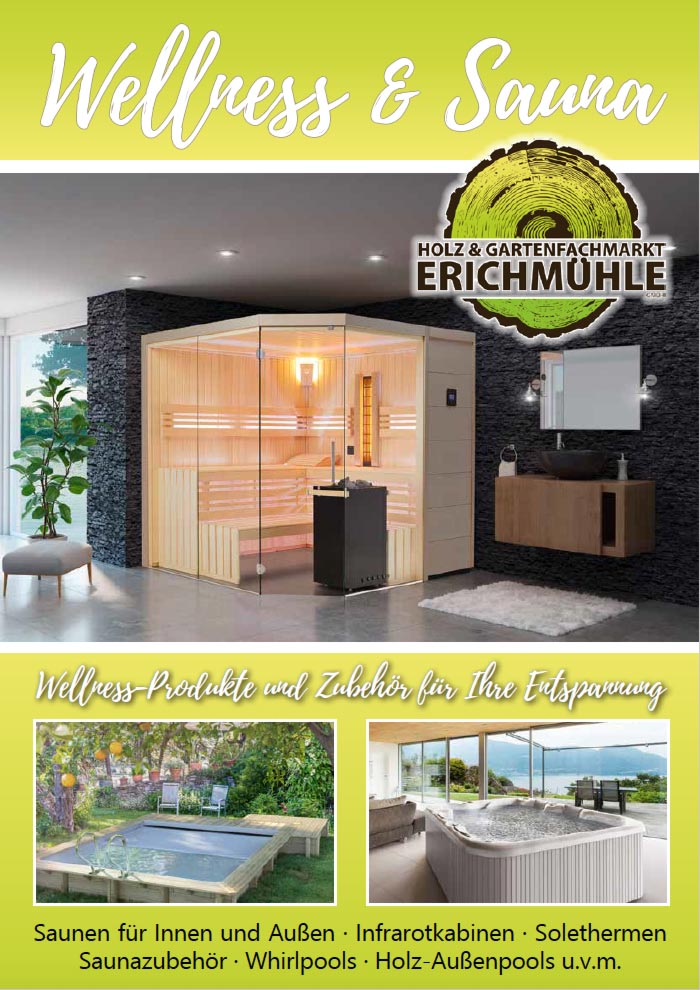 Titelblatt Erichmühle Wellnes & Sauna Katalog 2022
